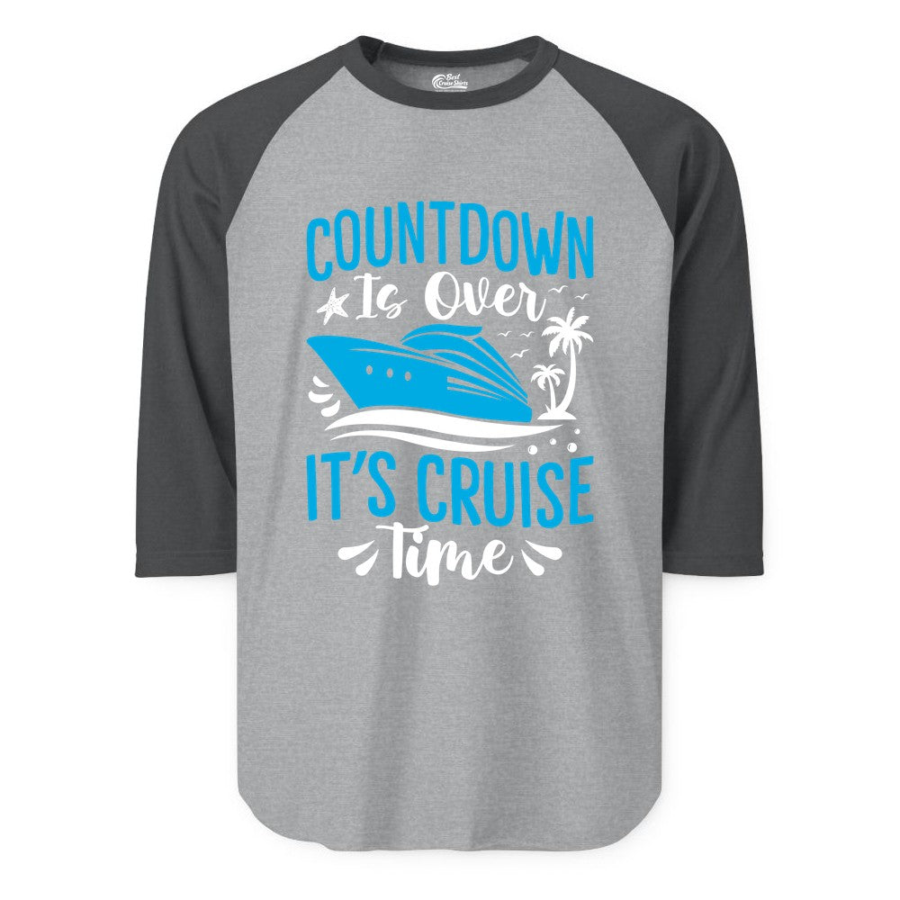 Cruise Vacation Shirt - Fun Family Cruise Apparel for Getaways (Raglan) in Heather GreyHeather Charcoal - Countdown Is Over It’s Cruise Time Tropical Palm Tree Shirt