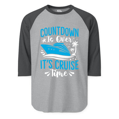 Cruise Vacation Shirt - Fun Family Cruise Apparel for Getaways (Raglan) in Heather GreyHeather Charcoal - Countdown Is Over It’s Cruise Time Tropical Palm Tree Shirt