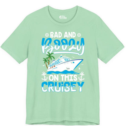 Bad and Boozy Cruise Shirt - Funny Cruise Party Apparel for Adults (Premium Tee) in Mint - Bad and Boozy Cruise Shirt - Funny Tropical Drinking Party Tee