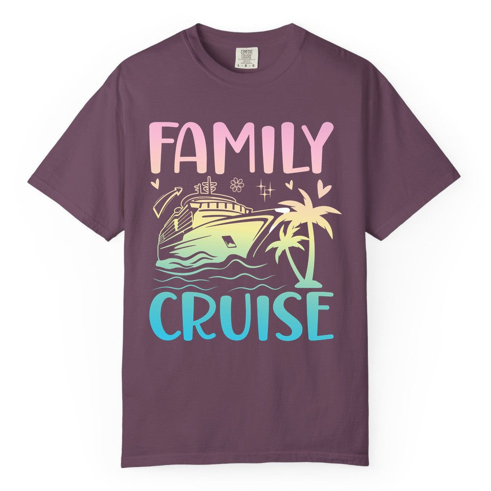 Family Cruise Shirt - Tropical Cruise Vacation Tee for Group Trips (Comfort Color) in Berry - Family Cruise Shirt - Tropical Beach and Cruise Ship Pastel Design