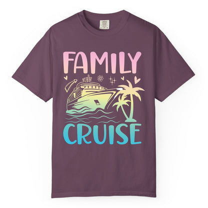 Family Cruise Shirt - Tropical Cruise Vacation Tee for Group Trips (Comfort Color) in Berry - Family Cruise Shirt - Tropical Beach and Cruise Ship Pastel Design