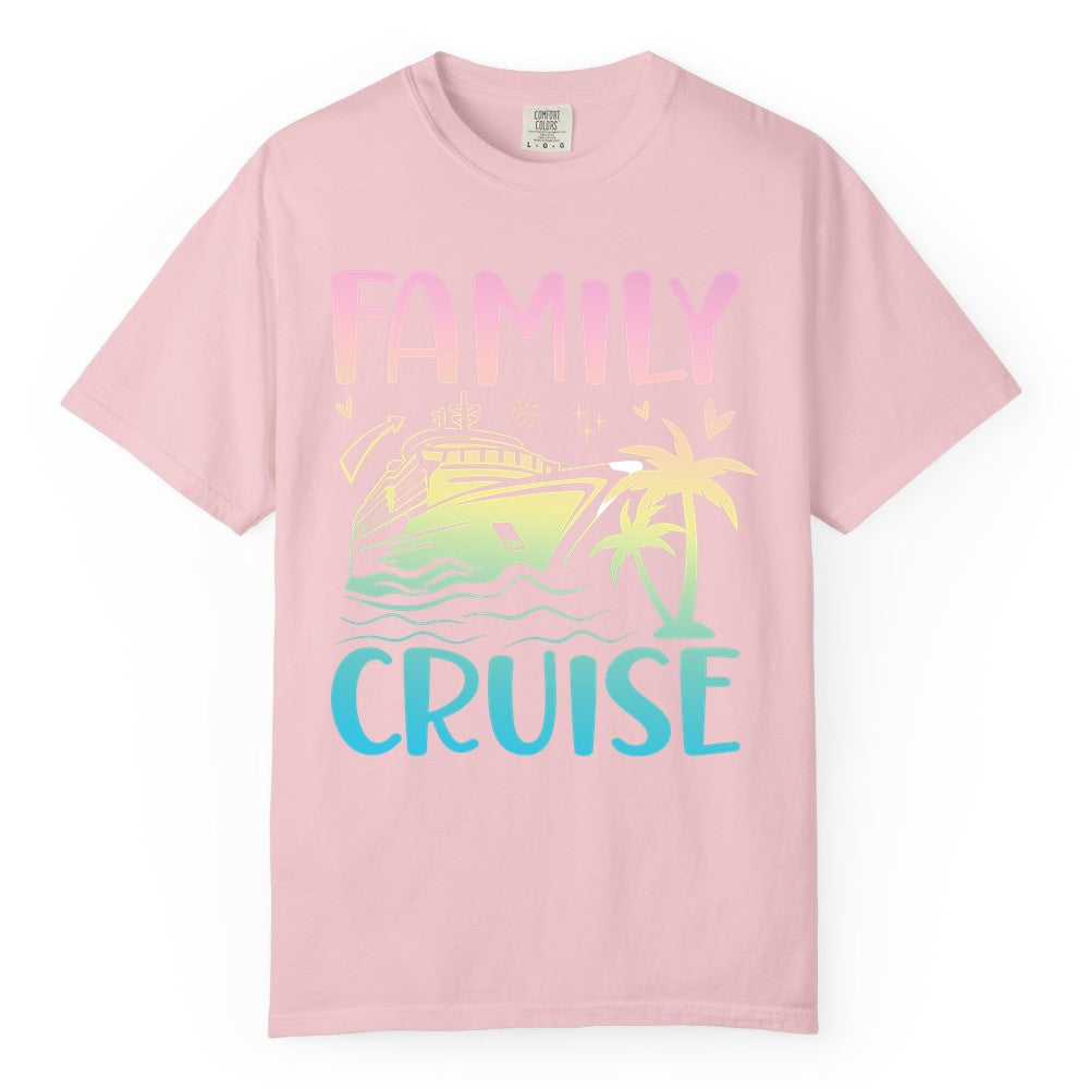 Family Cruise Shirt - Tropical Cruise Vacation Tee for Group Trips (Comfort Color) in Blossom - Family Cruise Shirt - Tropical Beach and Cruise Ship Pastel Design