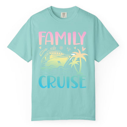 Family Cruise Shirt - Tropical Cruise Vacation Tee for Group Trips (Comfort Color) in Chalky Mint - Family Cruise Shirt - Tropical Beach and Cruise Ship Pastel Design
