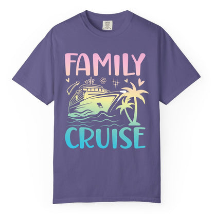 Family Cruise Shirt - Tropical Cruise Vacation Tee for Group Trips (Comfort Color) in Grape - Family Cruise Shirt - Tropical Beach and Cruise Ship Pastel Design