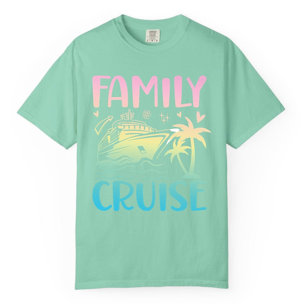 Family Cruise Shirt - Tropical Cruise Vacation Tee for Group Trips (Comfort Color) in Island Reef - Family Cruise Shirt - Tropical Beach and Cruise Ship Pastel Design