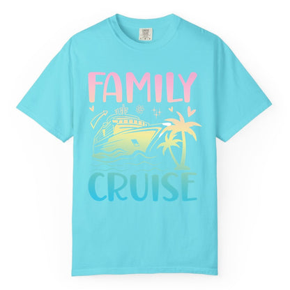 Family Cruise Shirt - Tropical Cruise Vacation Tee for Group Trips (Comfort Color) in Lagoon Blue - Family Cruise Shirt - Tropical Beach and Cruise Ship Pastel Design