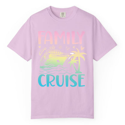 Family Cruise Shirt - Tropical Cruise Vacation Tee for Group Trips (Comfort Color) in Orchid - Family Cruise Shirt - Tropical Beach and Cruise Ship Pastel Design