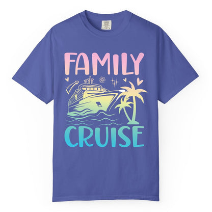 Family Cruise Shirt - Tropical Cruise Vacation Tee for Group Trips (Comfort Color) in Periwinkle - Family Cruise Shirt - Tropical Beach and Cruise Ship Pastel Design