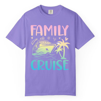Family Cruise Shirt - Tropical Cruise Vacation Tee for Group Trips (Comfort Color) in Violet - Family Cruise Shirt - Tropical Beach and Cruise Ship Pastel Design