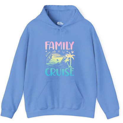 Family Cruise Shirt - Tropical Cruise Vacation Tee for Group Trips (Hoodie) in Carolina Blue - Family Cruise Shirt - Tropical Beach and Cruise Ship Pastel Design
