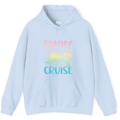 Family Cruise Shirt - Tropical Cruise Vacation Tee for Group Trips (Hoodie) in Light Blue - Family Cruise Shirt - Tropical Beach and Cruise Ship Pastel Design
