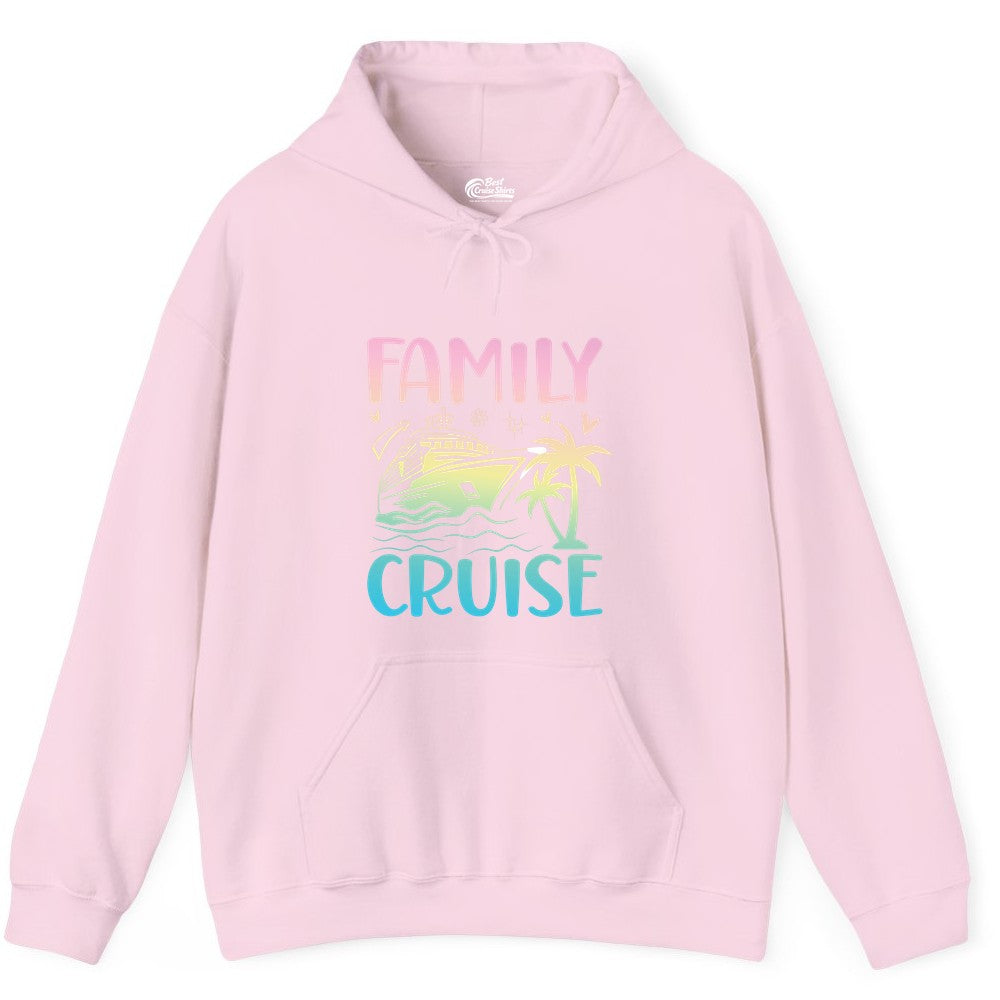 Family Cruise Shirt - Tropical Cruise Vacation Tee for Group Trips (Hoodie) in Light Pink - Family Cruise Shirt - Tropical Beach and Cruise Ship Pastel Design