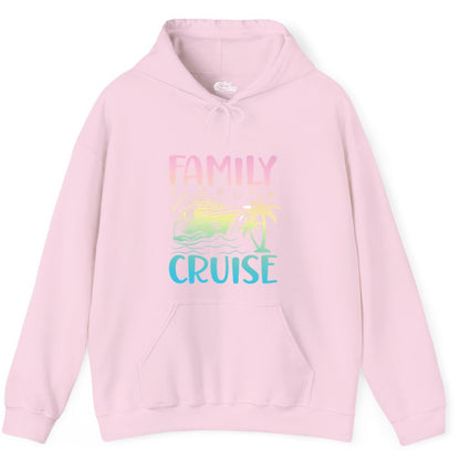 Family Cruise Shirt - Tropical Cruise Vacation Tee for Group Trips (Hoodie) in Light Pink - Family Cruise Shirt - Tropical Beach and Cruise Ship Pastel Design