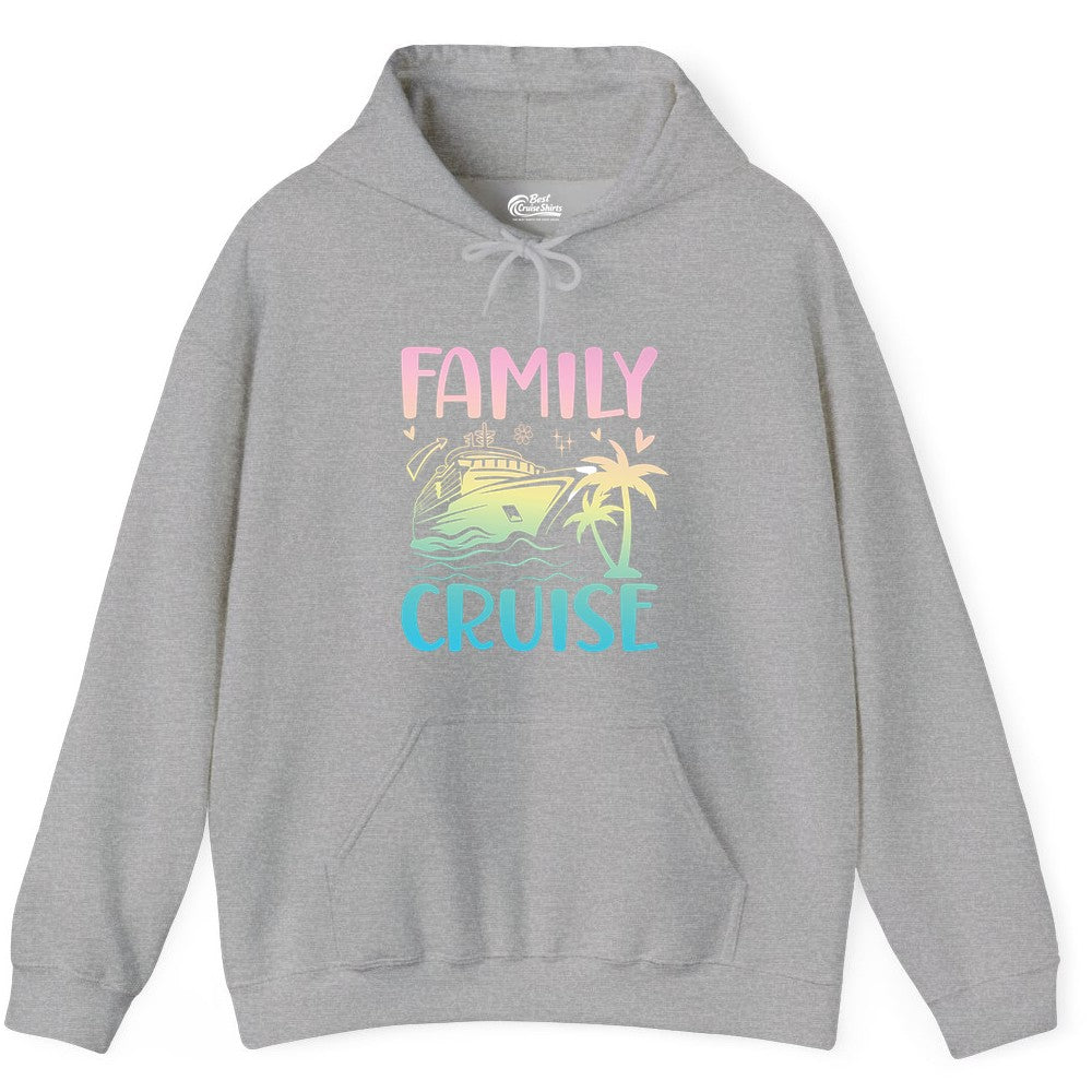 Family Cruise Shirt - Tropical Cruise Vacation Tee for Group Trips (Hoodie) in Sport Grey - Family Cruise Shirt - Tropical Beach and Cruise Ship Pastel Design