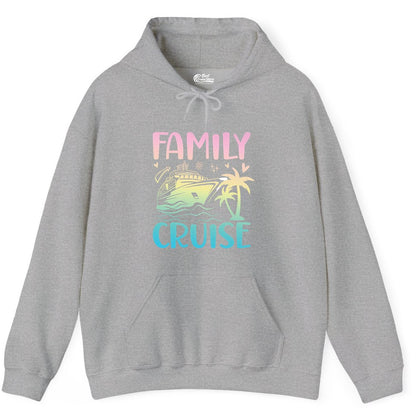 Family Cruise Shirt - Tropical Cruise Vacation Tee for Group Trips (Hoodie) in Sport Grey - Family Cruise Shirt - Tropical Beach and Cruise Ship Pastel Design