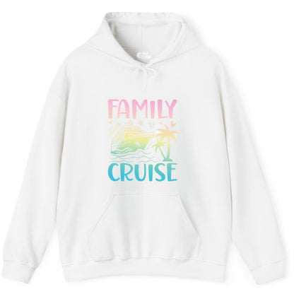 Family Cruise Shirt - Tropical Cruise Vacation Tee for Group Trips (Hoodie) in White - Family Cruise Shirt - Tropical Beach and Cruise Ship Pastel Design