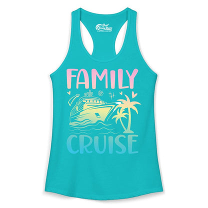 Family Cruise Shirt - Tropical Cruise Vacation Tee for Group Trips (Ladies Tank) in Tahiti Blue - Family Cruise Shirt - Tropical Beach and Cruise Ship Pastel Design