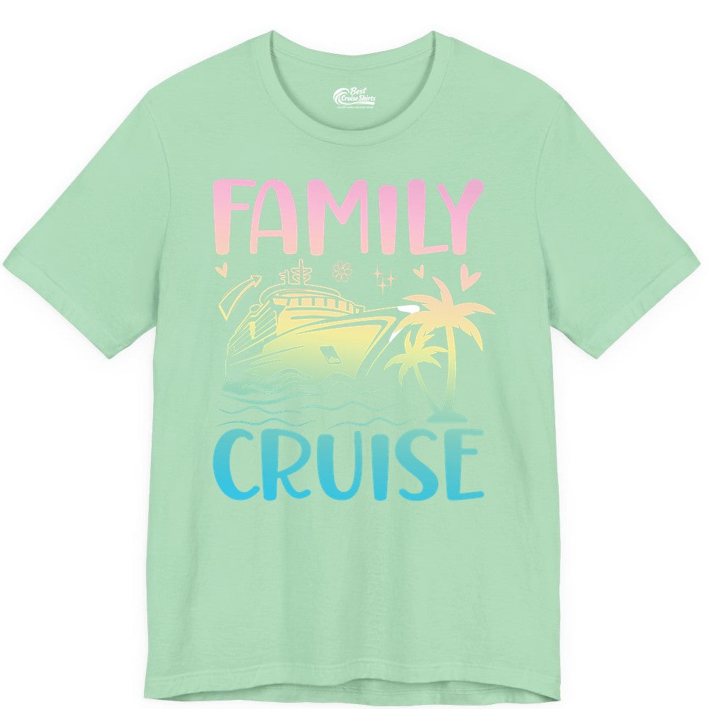 Family Cruise Shirt - Tropical Cruise Vacation Tee for Group Trips (Premium Tee) in Mint - Family Cruise Shirt - Tropical Beach and Cruise Ship Pastel Design