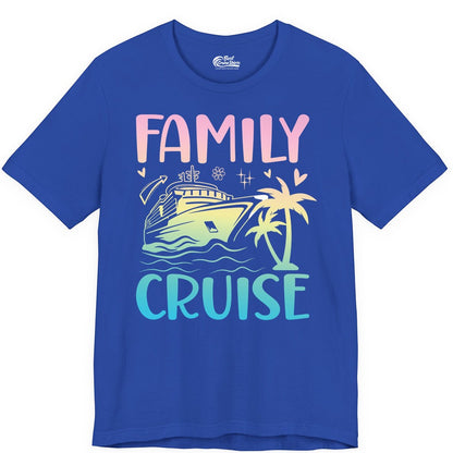 Family Cruise Shirt - Tropical Cruise Vacation Tee for Group Trips (Premium Tee) in True Royal - Family Cruise Shirt - Tropical Beach and Cruise Ship Pastel Design