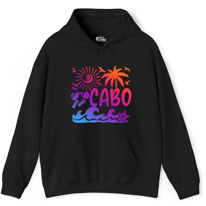 Cabo San Lucas Shirt - Tropical Beach Vacation Palm Tree Tee (Hoodie) in Black - Cabo San Lucas Shirt - Tropical Sunset Palm Beach Vacation Graphic Tee