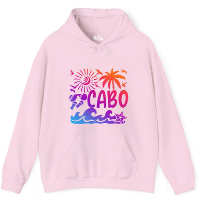 Cabo San Lucas Shirt - Tropical Beach Vacation Palm Tree Tee (Hoodie) in Light Pink - Cabo San Lucas Shirt - Tropical Sunset Palm Beach Vacation Graphic Tee