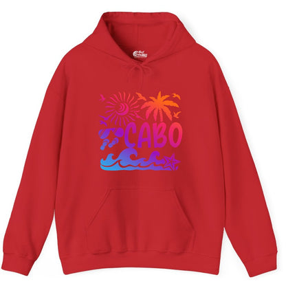 Cabo San Lucas Shirt - Tropical Beach Vacation Palm Tree Tee (Hoodie) in Red - Cabo San Lucas Shirt - Tropical Sunset Palm Beach Vacation Graphic Tee