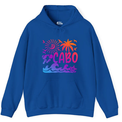 Cabo San Lucas Shirt - Tropical Beach Vacation Palm Tree Tee (Hoodie) in Royal - Cabo San Lucas Shirt - Tropical Sunset Palm Beach Vacation Graphic Tee