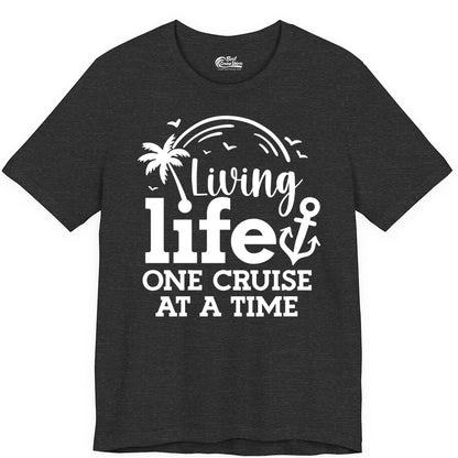 Living Life One Cruise at a Time Shirt - Cruise Lover Gift Apparel (Premium Tee) in Dark Grey Heather - Living Life One Cruise at a Time Palm Tree Anchor Cruise Shirt