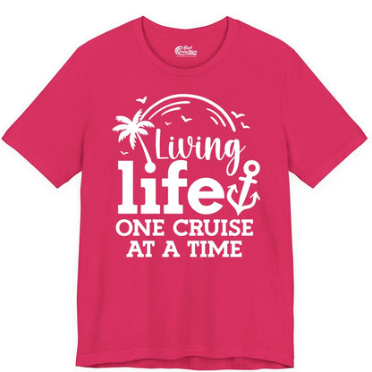 Living Life One Cruise at a Time Shirt - Cruise Lover Gift Apparel (Premium Tee) in Fuchsia - Living Life One Cruise at a Time Palm Tree Anchor Cruise Shirt