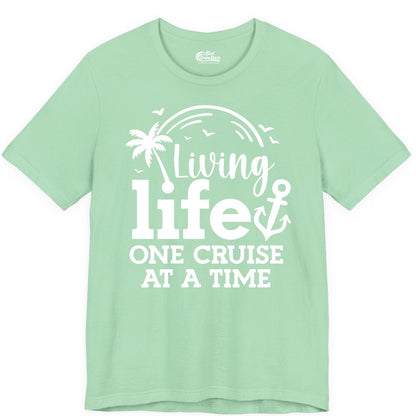 Living Life One Cruise at a Time Shirt - Cruise Lover Gift Apparel (Premium Tee) in Mint - Living Life One Cruise at a Time Palm Tree Anchor Cruise Shirt