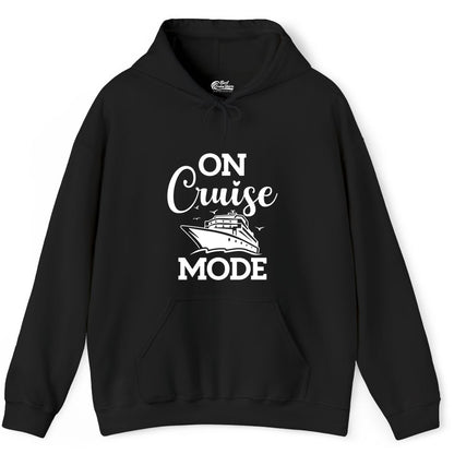 On Cruise Mode Shirt - Funny Nautical Cruise Vacation Apparel Gift (Hoodie) in Black - On Cruise Mode Shirt - Nautical Ship Graphic Bold Typography Tee
