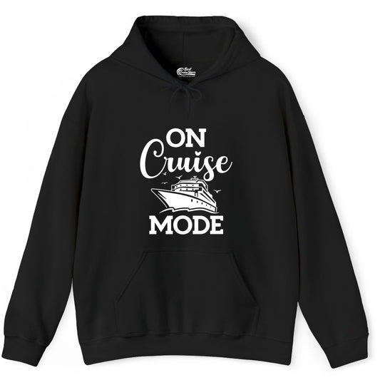 On Cruise Mode Shirt - Funny Nautical Cruise Vacation Apparel Gift (Hoodie) in Black - On Cruise Mode Shirt - Nautical Ship Graphic Bold Typography Tee
