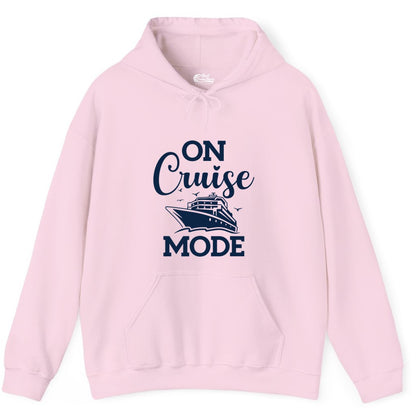 On Cruise Mode Shirt - Funny Nautical Cruise Vacation Apparel Gift (Hoodie) in Light Pink - On Cruise Mode Shirt - Nautical Ship Graphic Bold Typography Tee