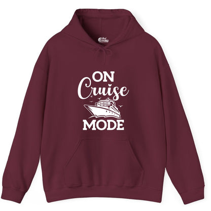 On Cruise Mode Shirt - Funny Nautical Cruise Vacation Apparel Gift (Hoodie) in Maroon - On Cruise Mode Shirt - Nautical Ship Graphic Bold Typography Tee