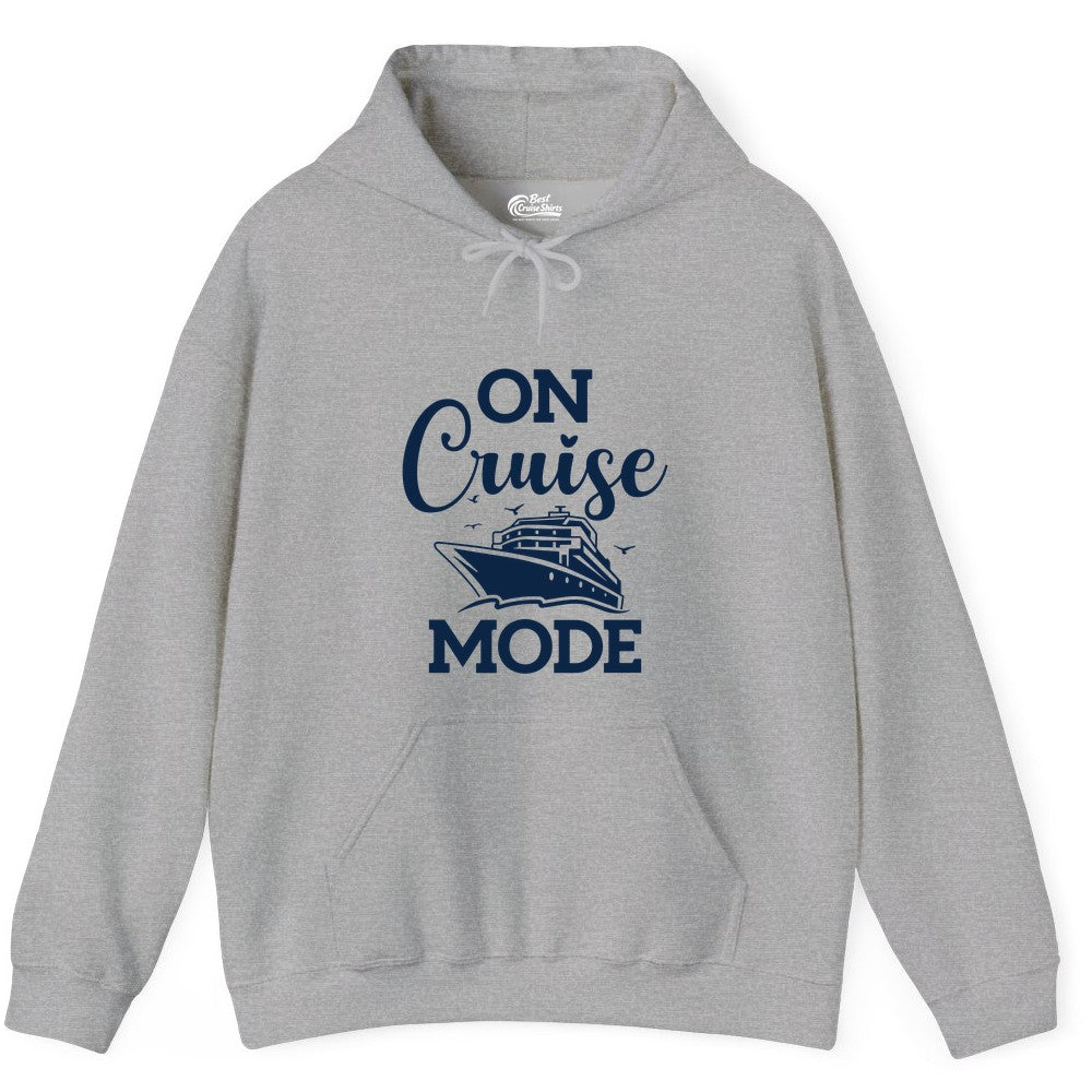 On Cruise Mode Shirt - Funny Nautical Cruise Vacation Apparel Gift (Hoodie) in Sport Grey - On Cruise Mode Shirt - Nautical Ship Graphic Bold Typography Tee