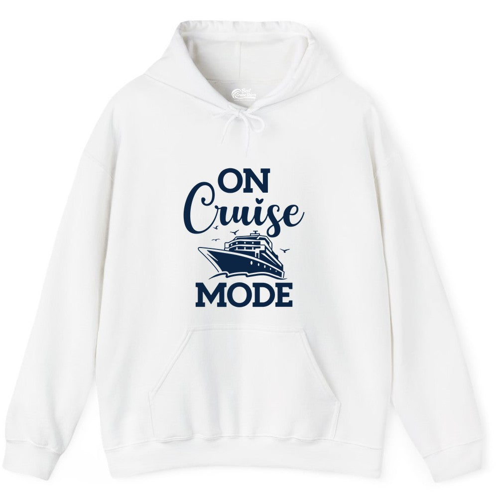 On Cruise Mode Shirt - Funny Nautical Cruise Vacation Apparel Gift (Hoodie) in White - On Cruise Mode Shirt - Nautical Ship Graphic Bold Typography Tee