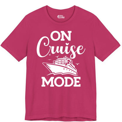 On Cruise Mode Shirt - Funny Nautical Cruise Vacation Apparel Gift (Premium Tee) in Berry - On Cruise Mode Shirt - Nautical Ship Graphic Bold Typography Tee