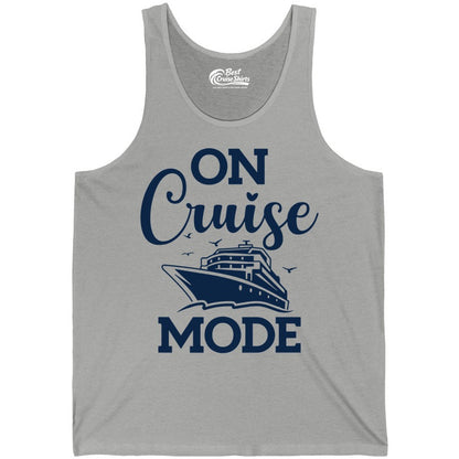 On Cruise Mode Shirt - Funny Nautical Cruise Vacation Apparel Gift (Tank Top) in Athletic Heather - On Cruise Mode Shirt - Nautical Ship Graphic Bold Typography Tee