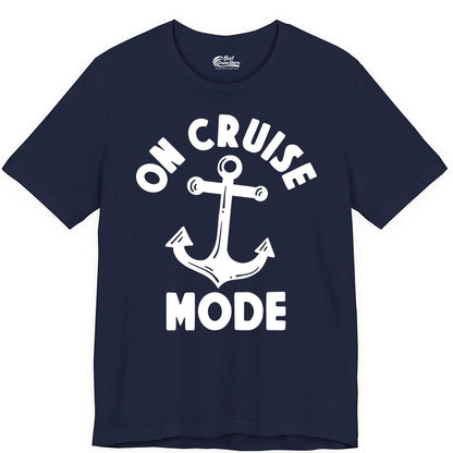 On Cruise Mode Shirt - Nautical Vacation Tee with Anchor Graphic (Premium Tee) in Navy - On Cruise Mode Nautical Anchor Shirt - Bold Funny Cruise Apparel