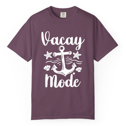 Vacay Mode Shirt - Nautical Vacation Shirt for Beach & Cruise Trips (Comfort Color) in Berry - Vacay Mode Nautical Anchor Beach Shirt - Cruise Vacation Tee