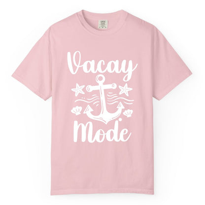 Vacay Mode Shirt - Nautical Vacation Shirt for Beach & Cruise Trips (Comfort Color) in Blossom - Vacay Mode Nautical Anchor Beach Shirt - Cruise Vacation Tee