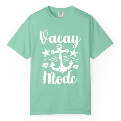 Vacay Mode Shirt - Nautical Vacation Shirt for Beach & Cruise Trips (Comfort Color) in Island Reef - Vacay Mode Nautical Anchor Beach Shirt - Cruise Vacation Tee