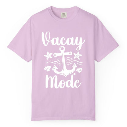 Vacay Mode Shirt - Nautical Vacation Shirt for Beach & Cruise Trips (Comfort Color) in Orchid - Vacay Mode Nautical Anchor Beach Shirt - Cruise Vacation Tee