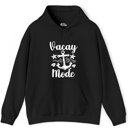 Vacay Mode Shirt - Nautical Vacation Shirt for Beach & Cruise Trips (Hoodie) in Black - Vacay Mode Nautical Anchor Beach Shirt - Cruise Vacation Tee
