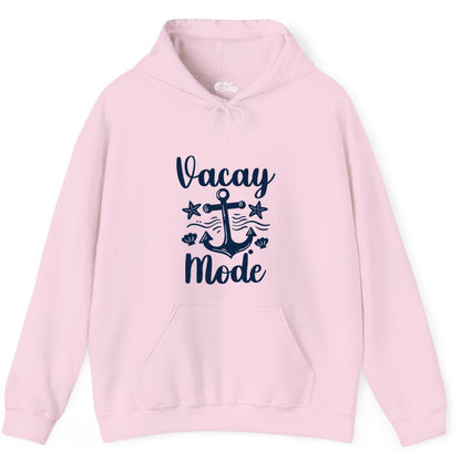 Vacay Mode Shirt - Nautical Vacation Shirt for Beach & Cruise Trips (Hoodie) in Light Pink - Vacay Mode Nautical Anchor Beach Shirt - Cruise Vacation Tee