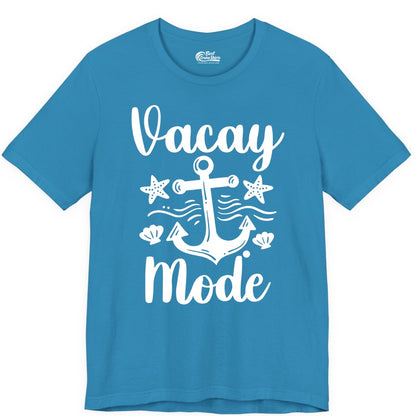 Vacay Mode Shirt - Nautical Vacation Shirt for Beach & Cruise Trips (Premium Tee) in Aqua - Vacay Mode Nautical Anchor Beach Shirt - Cruise Vacation Tee
