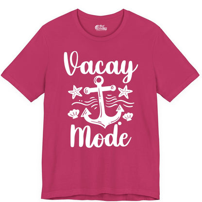 Vacay Mode Shirt - Nautical Vacation Shirt for Beach & Cruise Trips (Premium Tee) in Berry - Vacay Mode Nautical Anchor Beach Shirt - Cruise Vacation Tee