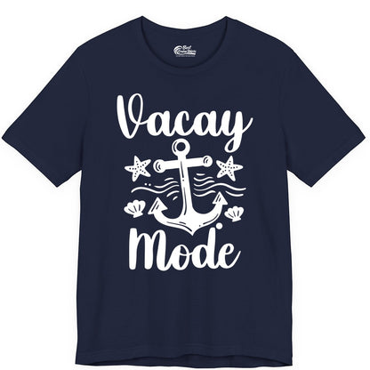 Vacay Mode Shirt - Nautical Vacation Shirt for Beach & Cruise Trips (Premium Tee) in Navy - Vacay Mode Nautical Anchor Beach Shirt - Cruise Vacation Tee