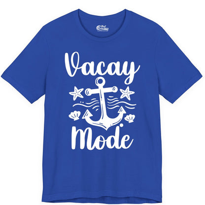 Vacay Mode Shirt - Nautical Vacation Shirt for Beach & Cruise Trips (Premium Tee) in True Royal - Vacay Mode Nautical Anchor Beach Shirt - Cruise Vacation Tee