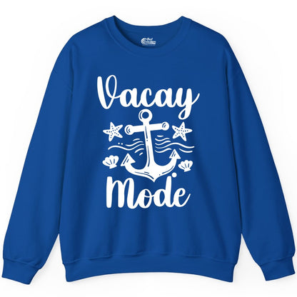 Vacay Mode Shirt - Nautical Vacation Shirt for Beach & Cruise Trips (Sweatshirt) in Royal - Vacay Mode Nautical Anchor Beach Shirt - Cruise Vacation Tee